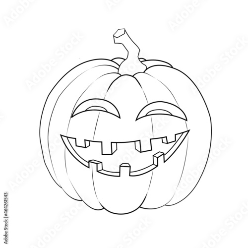 dibujo de calabaza riéndose risa líneas sobre blanco