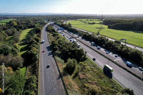 Wallpaper Mural Aerial top view of road junction motorway from above, automobile traffic cars, transportation United Kingdom. Torontodigital.ca