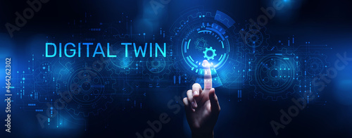 Digital twin industrial process modeling software technology concept.