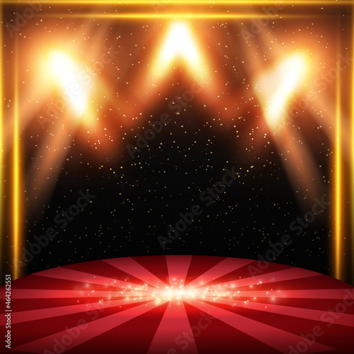 Luxury sparkle shining vector background with podium