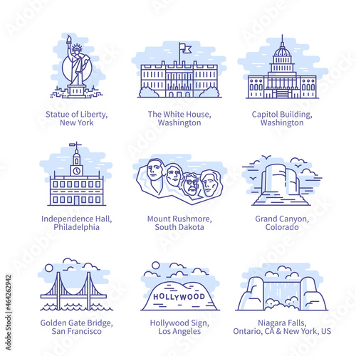 North America city landmarks, famous sights set