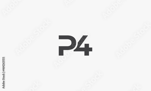 P4 letter logo isolated on white background. photo