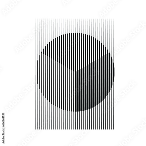 Chart Logo with lines. Circle unusual icon Design .Black Vector stripes .Geometric shape.