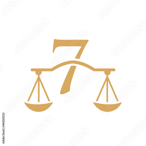 Law Firm Logo Design On Letter 7. Lawyer And Justice, Law Attorney, Legal, Lawyer Service, Law Office, Scale, Logo Template