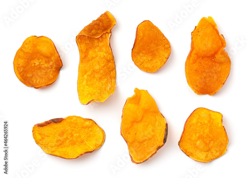 Set Of Sweet Potato Salty Chips Isolated