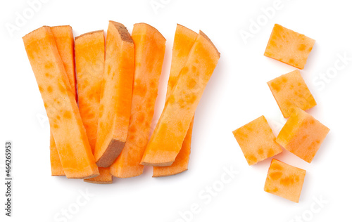 Sliced Sweet Potatoes Raw Fries And Cubes