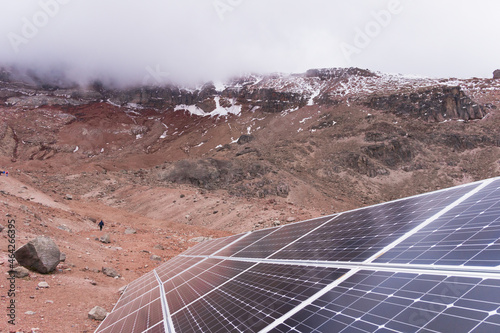 Beautiful mountain landscape with solar generators. Ecuador, the Andes.
