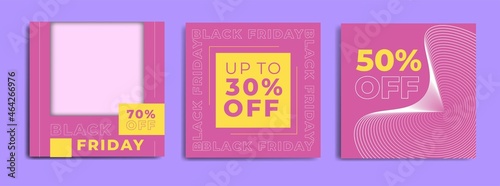 Wallpaper Mural PINK Set of black Friday 2021 sale post social media pack template premium poster vector. Black Friday sale label template design for banner, idea, cover, booklet, print, flyer, card, poster, badge Torontodigital.ca