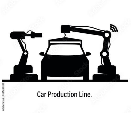 Automotive line. Industry technology concept. Car manufacture Flat Vector Illustration.
