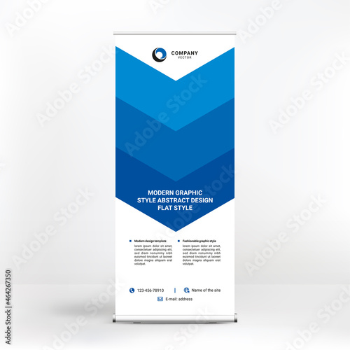 Roll-up banner design, creative graphic style for outdoor advertising, geometric vector background