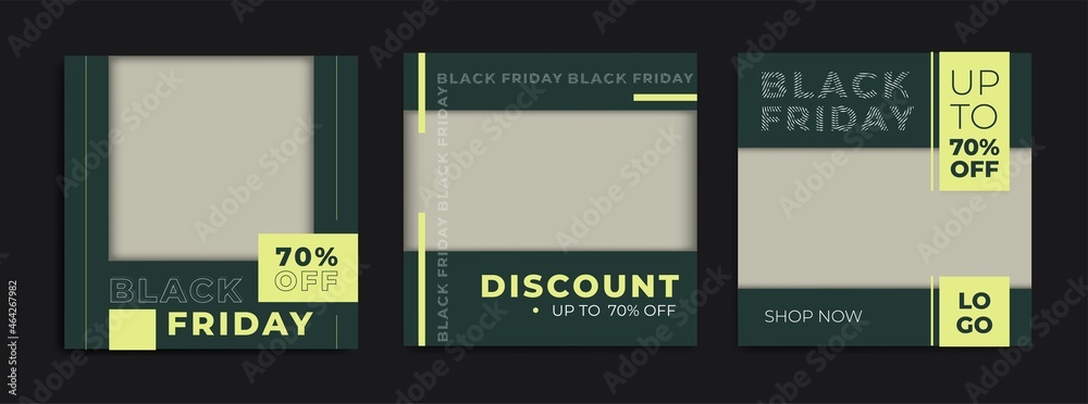 Green Set of black Friday 2021 sale post social media pack template premium poster vector. Black Friday sale label template design for banner, idea, cover, booklet, print, flyer, card, poster, badge Green Set of black Friday 2021 sale post social media pack template premium poster vector. Black Friday sale label template design for banner, idea, cover, booklet, print, flyer, card, poster, badge