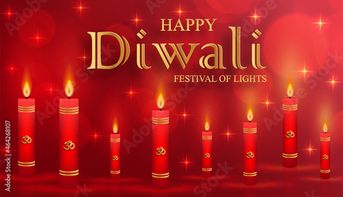 Diwali, Deepavali or Dipavali, the indian festival of lights on blue color background