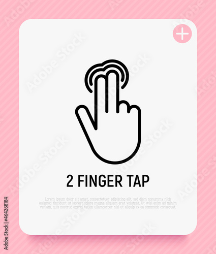 Two finger tap, fingers touch thin line icon. Vector illustration.