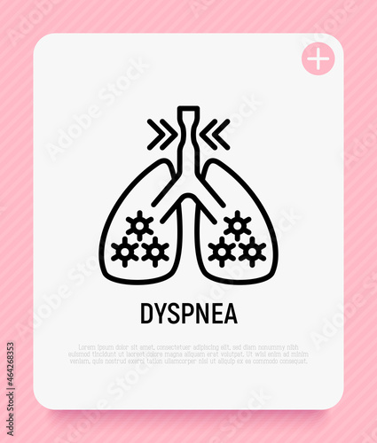 Dyspnea thin line icon. Modern vector illustration of shortness breathing in lungs.