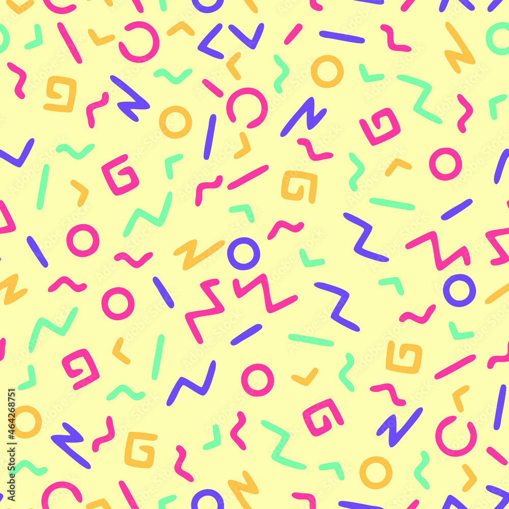 Abstract 80s hand drawn seamless pattern Abstract 80s hand drawn seamless pattern