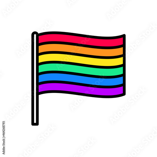 Rainbow flag LGBT thin line icon. Modern vector illustration.