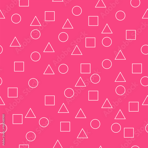 Circle, triangle and square, abstract geometric seamless pattern. Name card, business card and invitation card background. Line art, simple shape, game concept