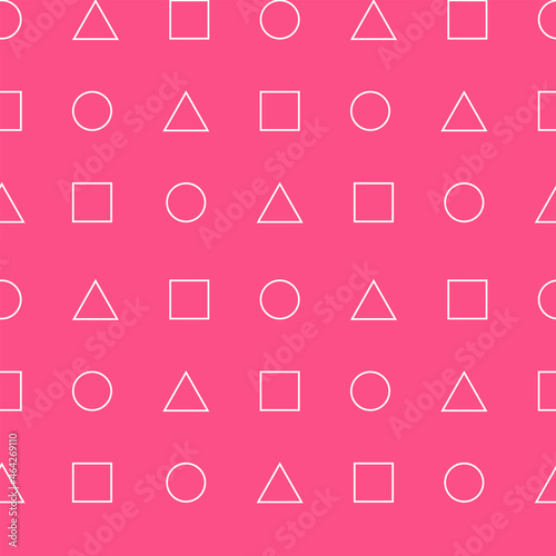 Circle, triangle and square, abstract geometric seamless pattern. Name card, business card and invitation card background. Line art, simple shape, game concept