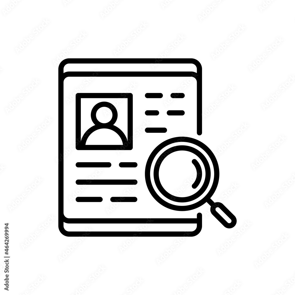 Check symptoms thin line icons: magnifying glass on health history. Modern vector illustration. Check symptoms thin line icons: magnifying glass on health history. Modern vector illustration.
