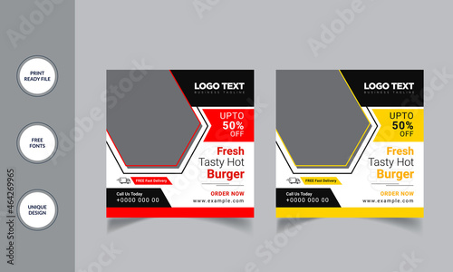 Fresh & Hot Burger Food Social Media Banner Design