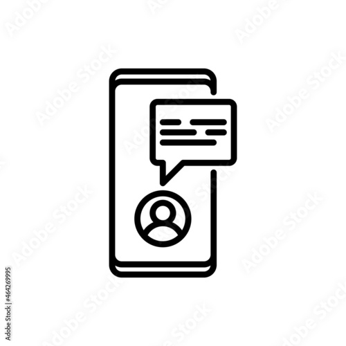 Online consultant thin line icon: chat with doctor on screen of smartphone. Telemedicine. Modern vector illustration.
