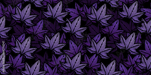 Maple purple leaves seamless pattern