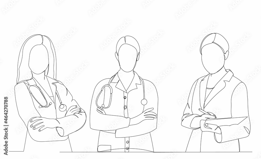 doctors continuous line drawing vector, isolated doctors continuous line drawing vector, isolated