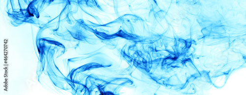 Blue smoke on a white background.