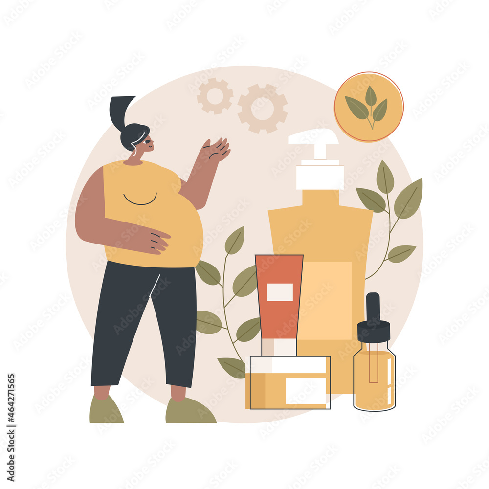 Maternity care products abstract concept vector illustration. Maternity special products, healthy natural cosmetics, clean care goods for pregnant, newborn skin treatment abstract metaphor. Maternity care products abstract concept vector illustration. Maternity special products, healthy natural cosmetics, clean care goods for pregnant, newborn skin treatment abstract metaphor.