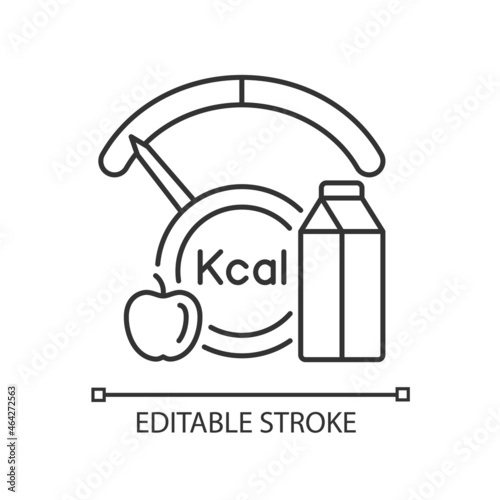 Insufficient calories consumption linear icon. Poor eating. Hunger and poverty. Thin line customizable illustration. Contour symbol. Vector isolated outline drawing. Editable stroke