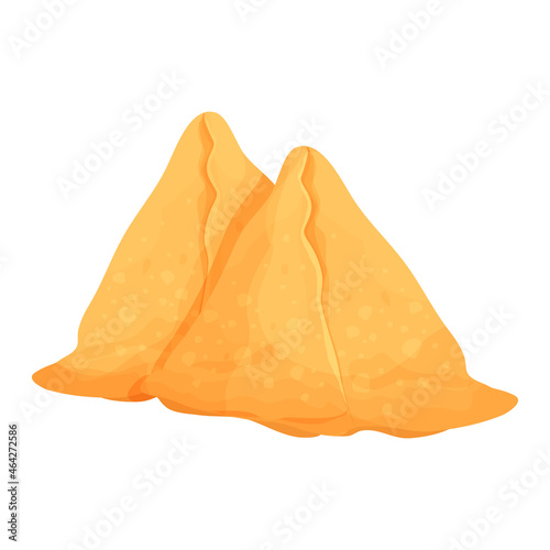 Hot samosa traditional india food in cartoon style isolated on white background. 