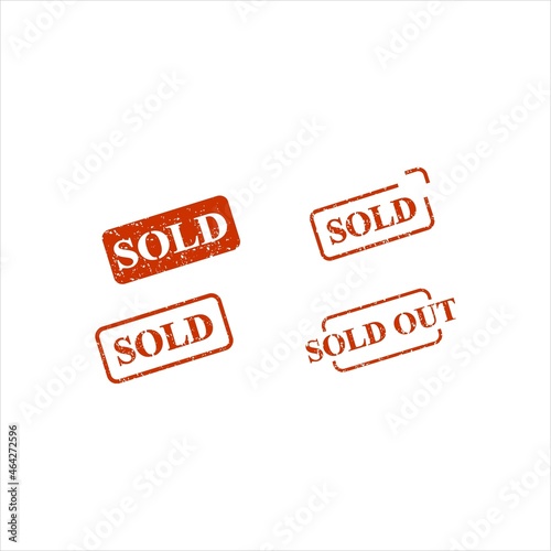 sold out stamp icon vector ,red rubber ink logo