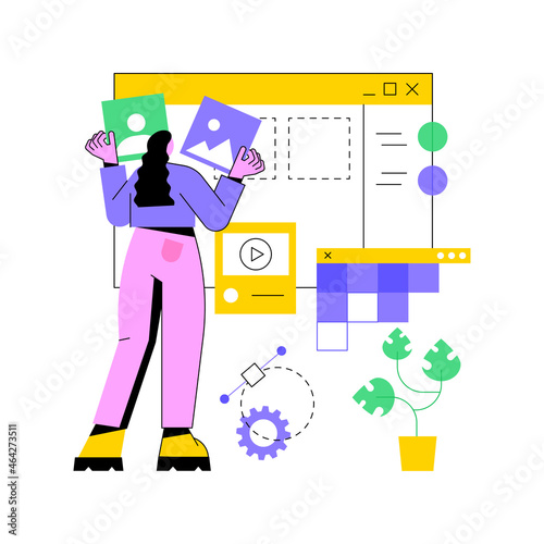 Front end development abstract concept vector illustration. Website interface, front end developer, coding and programming, development company, web page design, user experience abstract metaphor.