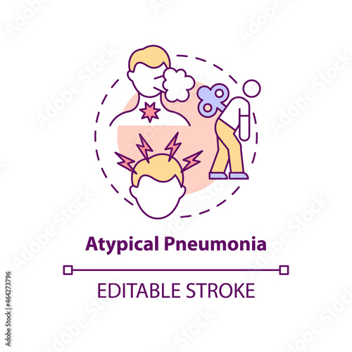 Atypical pneumonia concept icon. Pulmonary inflammation type abstract idea thin line illustration. Flu-like signs. Caused by atypical organisms. Vector isolated outline color drawing. Editable stroke