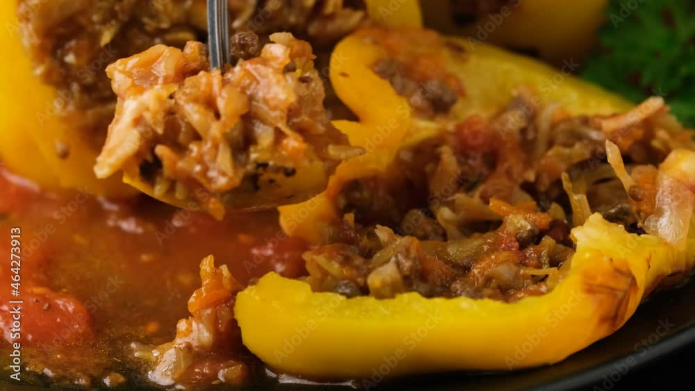 Take a bite of tasty Jack o lanterns stuffed yellow pepper for Halloween. Take a bite of tasty Jack o lanterns stuffed yellow pepper for Halloween.