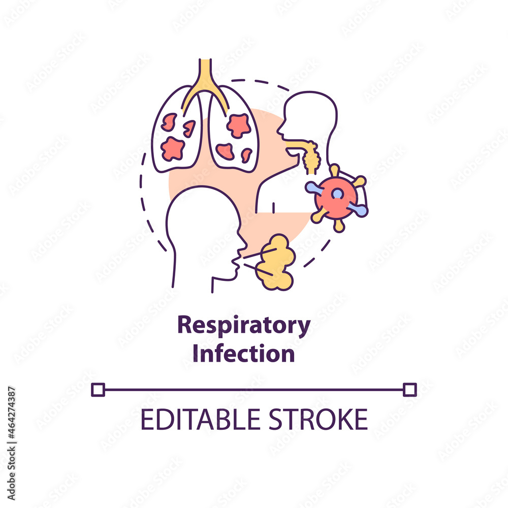 Obraz premium Respiratory infection concept icon. Pneumonia risk factor abstract idea thin line illustration. Chronic lung disease. Coughing up phlegm. Vector isolated outline color drawing. Editable stroke