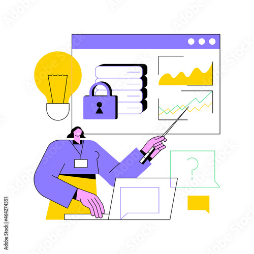 Big data conference abstract concept vector illustration. Innovative idea presentation, science meeting, place to join analysts, latest scientific research, learning platform event abstract metaphor. © Vector Juice