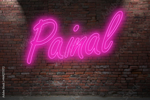 Принти на полотні Neon Painal lettering on Brick Wall at night