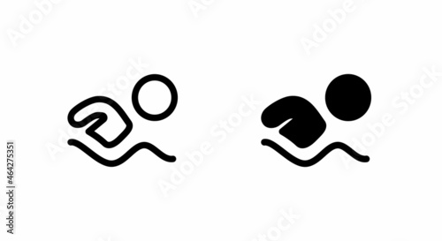 Summer Swim Water Information editable stroke Flat Person Pictogram Icon Isolated on White Background
