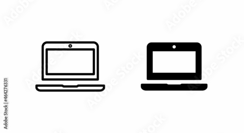 Modern computer monitor mockup Editable stroke isolated on transparent background front view. Vector illustration. Laptop vector logo © Bahram