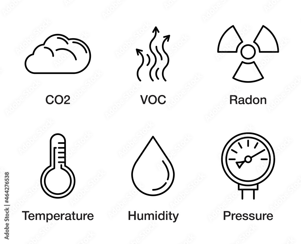 Air Quality Monitor indicators - icons set