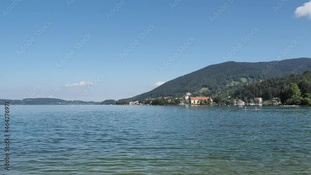 Lake of Tegernsee in Upper Bavaria (Germany) with view on Schloss and Tegernsee Benedictine Abbey from the shore of Rottach-Egern Lake of Tegernsee in Upper Bavaria (Germany) with view on Schloss and Tegernsee Benedictine Abbey from the shore of Rottach-Egern