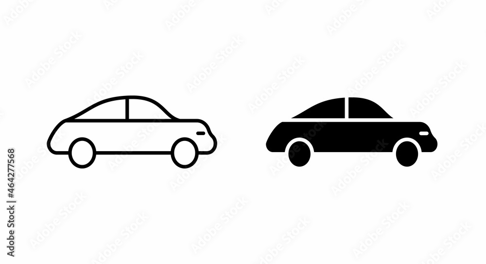 Car vector icon editable stroke. Isolated simple front car logo illustration. Simple Car Icon Vector. Perfect Black pictogram illustration on white background.