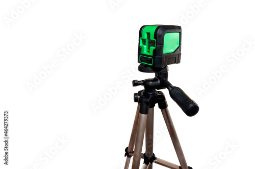 laser level on a tripod for setting the exact level isolated on a white background