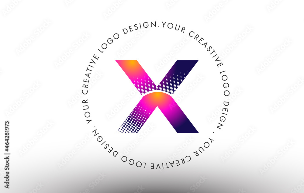 Obraz premium Dots Letter X Logo. X Letter Design Vector with Dots.