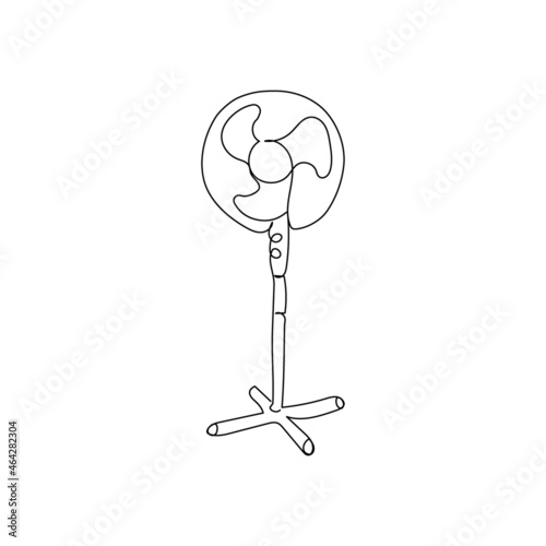 Electric fan continuous line drawing. One line art of home appliance, cooling, air conditioning, indoor climate, fresh air.