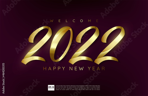 Happy new year 2022 with dark purple theme