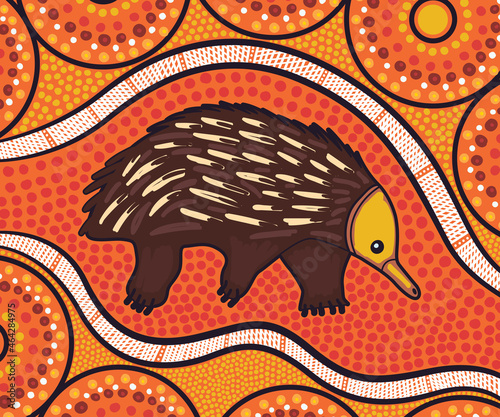 Echidna Aboriginal Artwork - Vector