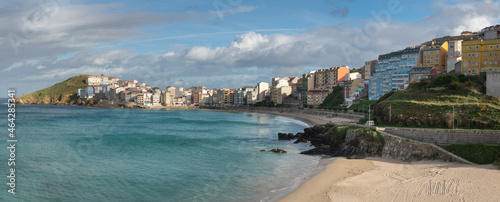 Panoramic view of Malpica coastal village in Galicia, Spain