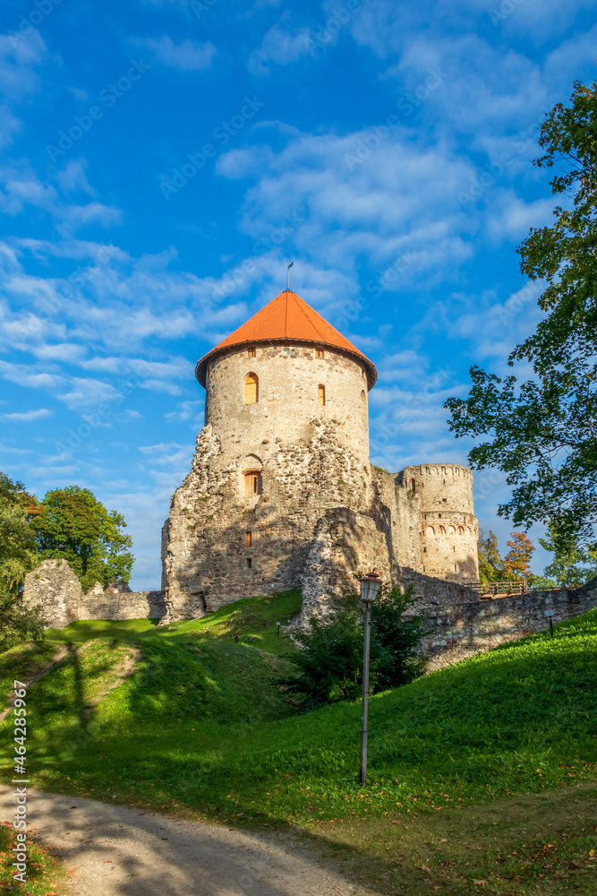 Cesis castle with ramparts and towers, medieval castle in Latvia, Baltic states, Europe